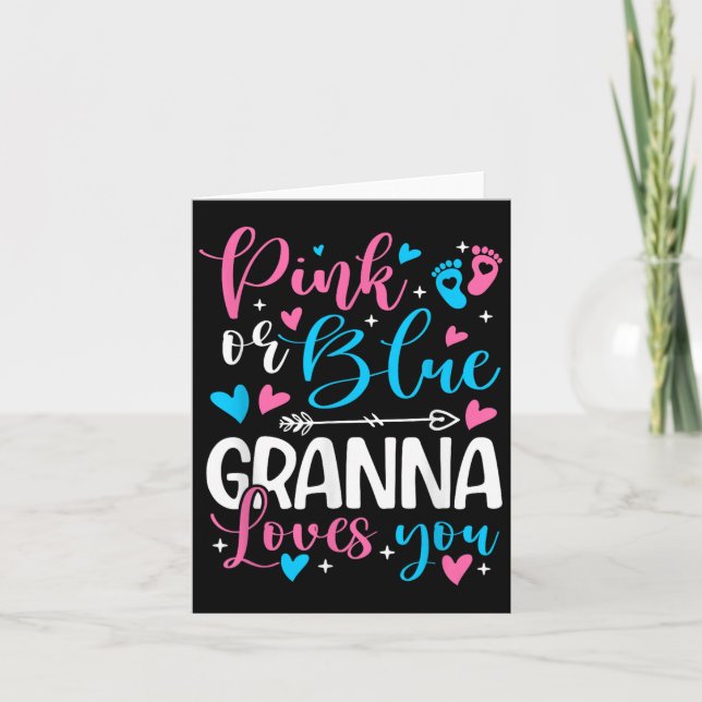 Nk Or Blue Gr Loves You Gender Reveal Baby Grandma Card (Front)