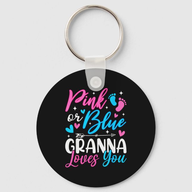 Nk Or Blue Gr Loves You Gender Reveal Baby  Key Ring (Front)