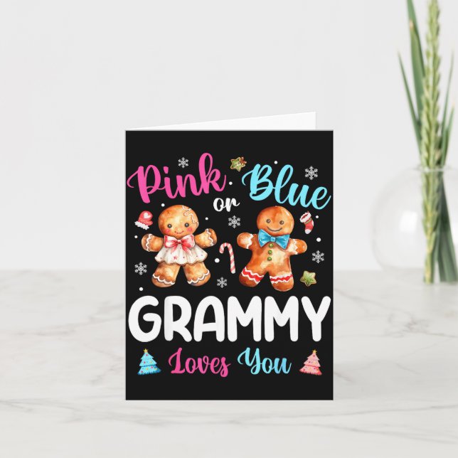 Nk Or Blue Grammy Loves You Gender Reveal Christma Card (Front)