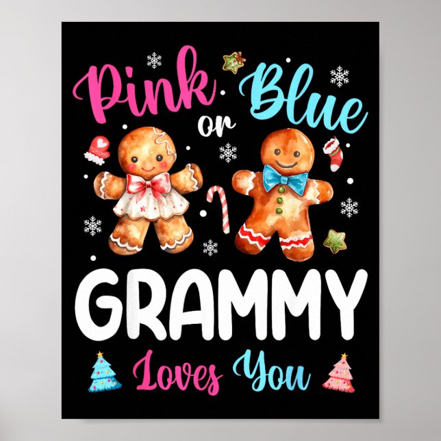 Nk Or Blue Grammy Loves You Gender Reveal Christma Poster (Front)