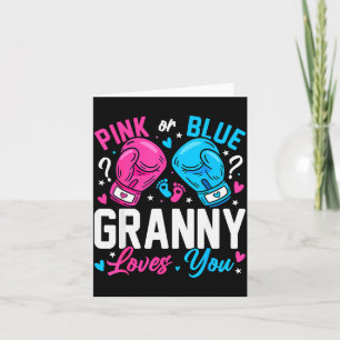 Nk Or Blue Granny Loves You Boxing Gender Reveal  Card