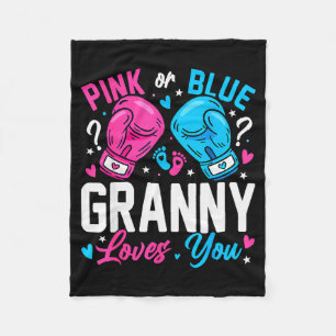 Nk Or Blue Granny Loves You Boxing Gender Reveal Fleece Blanket
