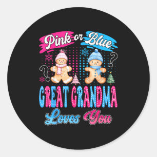 Nk Or Blue Great Grandma Loves You Gingerbread Chr Classic Round Sticker
