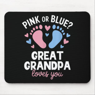 nk Or Blue Great Grandpa Loves Gender Reveal Party Mouse Pad