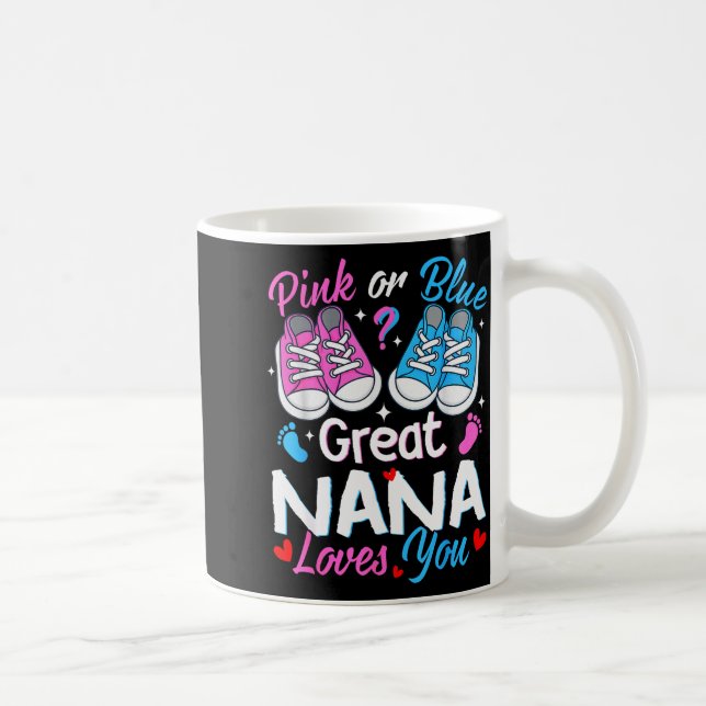 Nk Or Blue Great Nana Loves You Gender Reveal  Coffee Mug (Right)