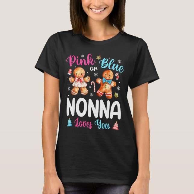 Nk Or Blue Nonna Loves You Gender Reveal Christmas T-Shirt (Front)