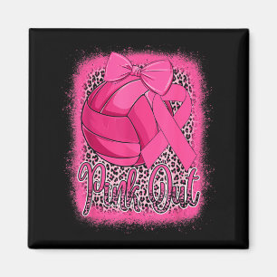 nk Out Breast Cancer Awareness Volleyball Leopard Magnet