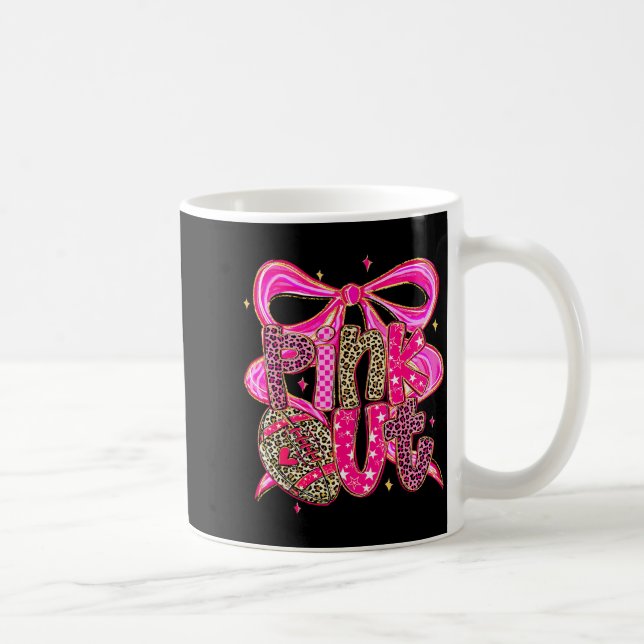 Nk Out Breast Cancer Football Coquette Bow Mom Gir Coffee Mug (Right)