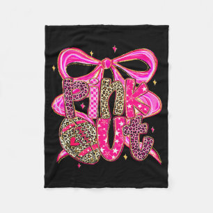 Nk Out Breast Cancer Football Coquette Bow Mom Gir Fleece Blanket