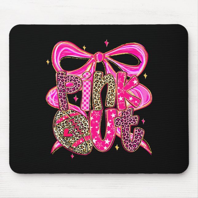 Nk Out Breast Cancer Football Coquette Bow Mom Gir Mouse Pad (Front)