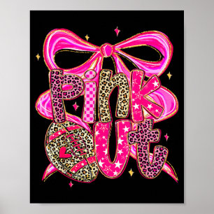 Nk Out Breast Cancer Football Coquette Bow Mom Gir Poster
