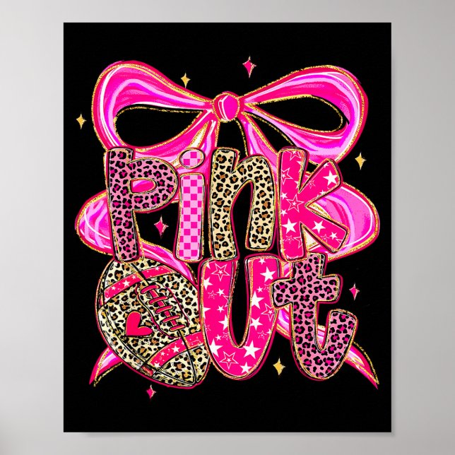 Nk Out Breast Cancer Football Coquette Bow Mom Gir Poster (Front)