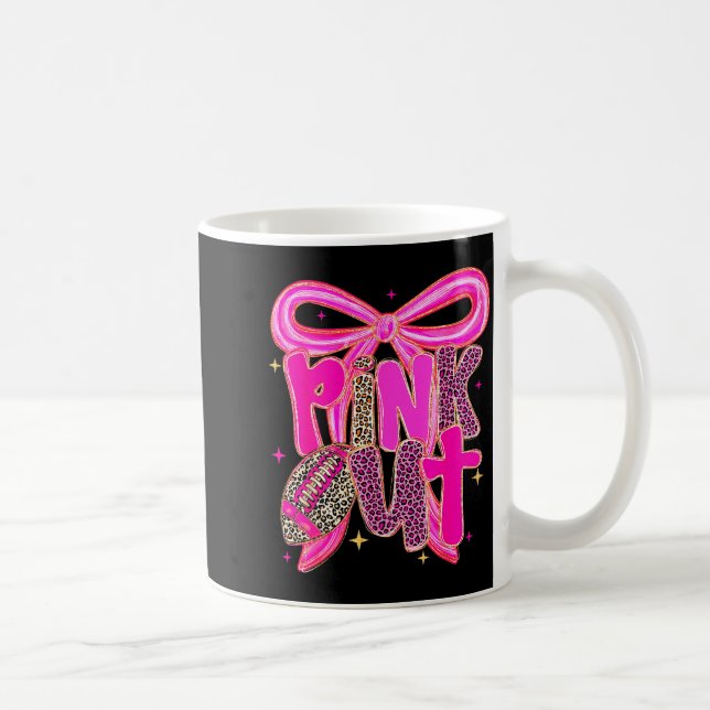 Nk Out Leopard Football Bow Breast Cancer Awarenes Coffee Mug (Right)