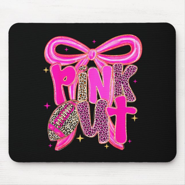 Nk Out Leopard Football Bow Breast Cancer Awarenes Mouse Pad (Front)
