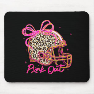 Nk Out Leopard Football Helmet Bow Preppy Breast C Mouse Pad