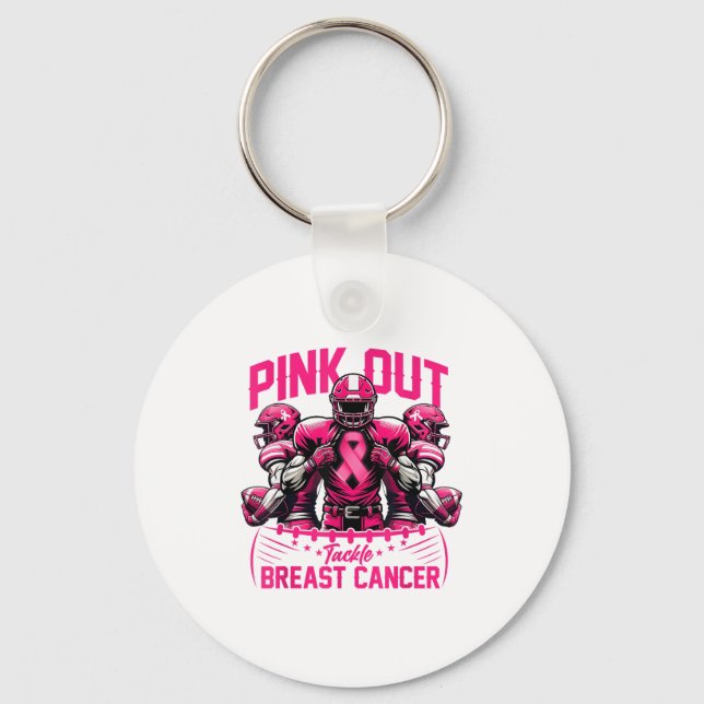 Nk Out Tackle Breast Cancer Awareness American Foo Key Ring (Front)