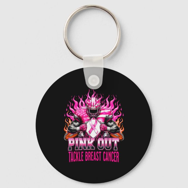Nk Out Tackle Football Breast Cancer Awareness Men Key Ring (Front)