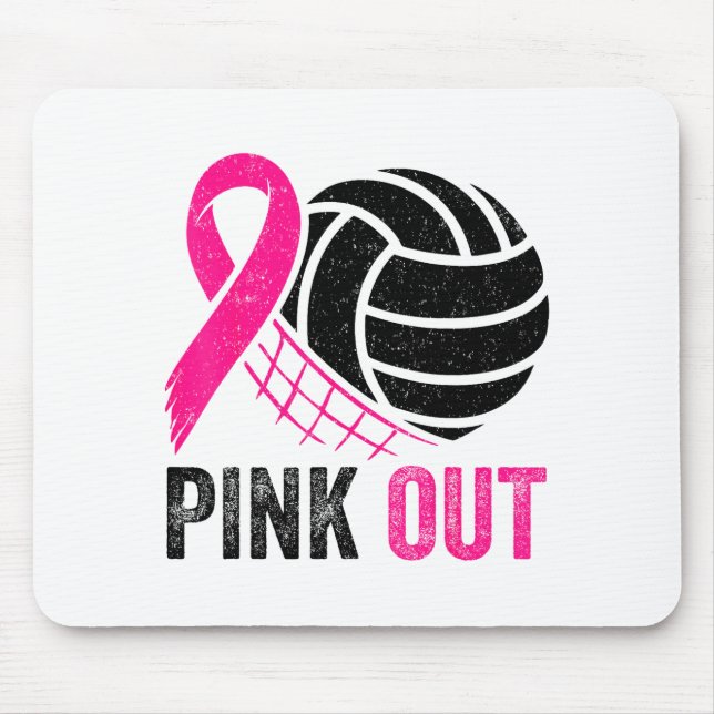 Nk Out Volleyball Breast Cancer Awareness Nk Ribbo Mouse Pad (Front)
