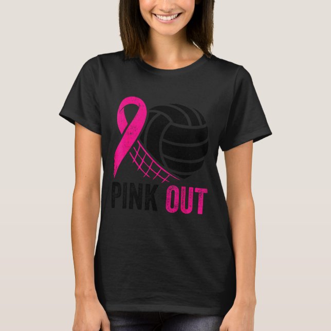 Nk Out Volleyball Breast Cancer Awareness Nk Ribbo T-Shirt (Front)