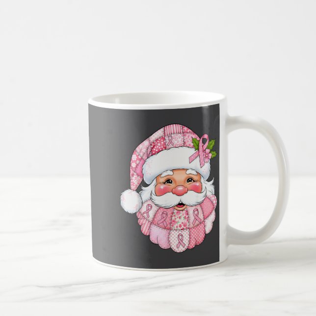 Nk Patchwork Santa Breast Cancer Awareness Christm Coffee Mug (Right)