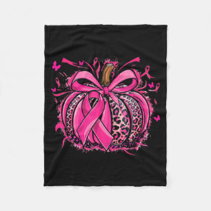 Nk Pumpkin Leopard Coquette Bow Breast Cancer Awar Fleece Blanket