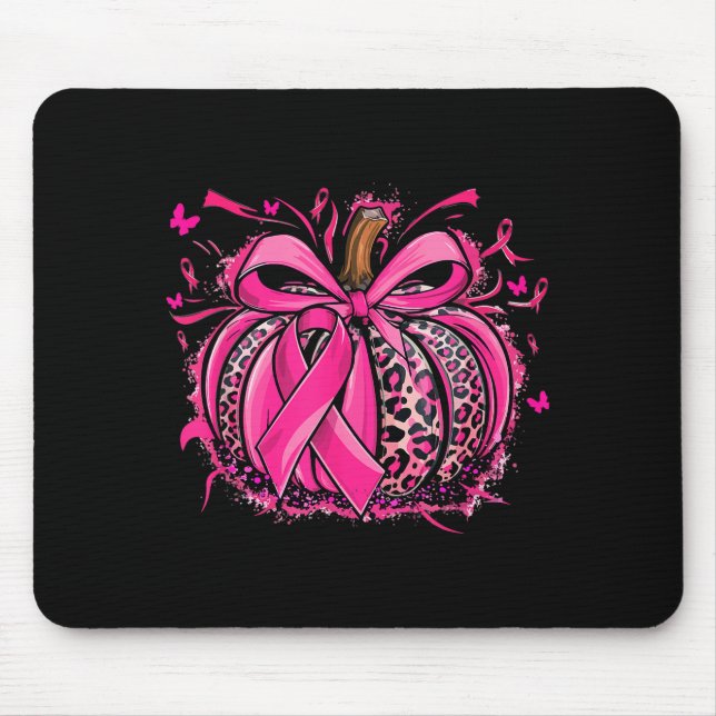 Nk Pumpkin Leopard Coquette Bow Breast Cancer Awar Mouse Pad (Front)