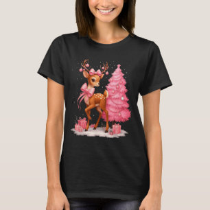 Nk Reindeer Coquette Bow Christmas Tree Pajamas Gi T-Shirt