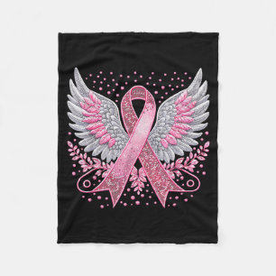 Nk Ribbon Angel Wings Breast Cancer Awareness Wome Fleece Blanket