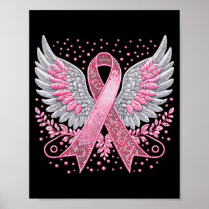 Nk Ribbon Angel Wings Breast Cancer Awareness Wome Poster