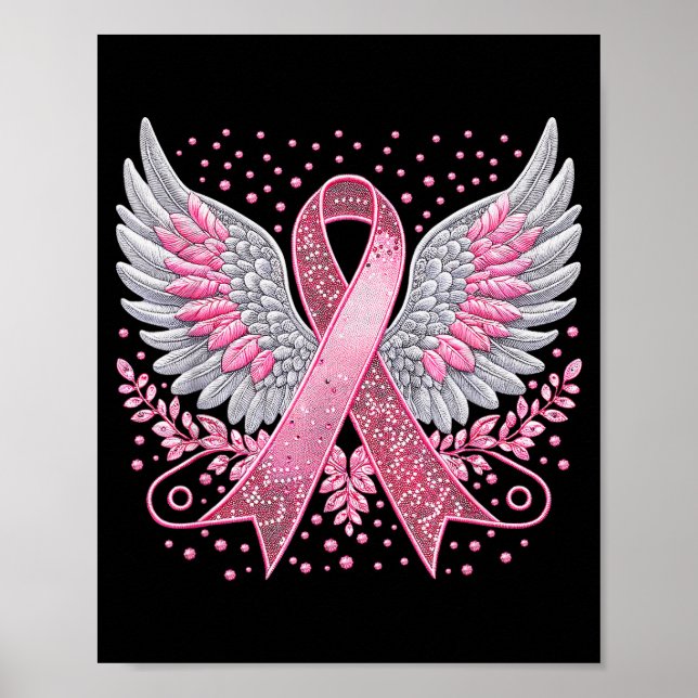 Nk Ribbon Angel Wings Breast Cancer Awareness Wome Poster (Front)