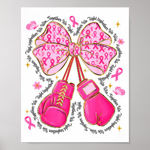 Nk Ribbon Bow Boxing Gloves Breast Cancer Awarenes Poster