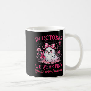 Nk Ribbon Breast Cancer Awareness 2025 Cute Ghost Coffee Mug