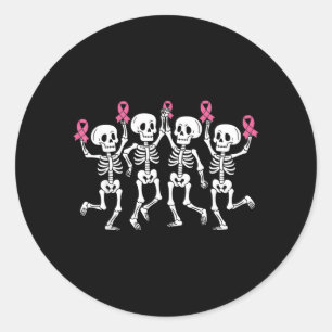 nk Ribbon Breast Cancer Awareness Skeleton Women Classic Round Sticker