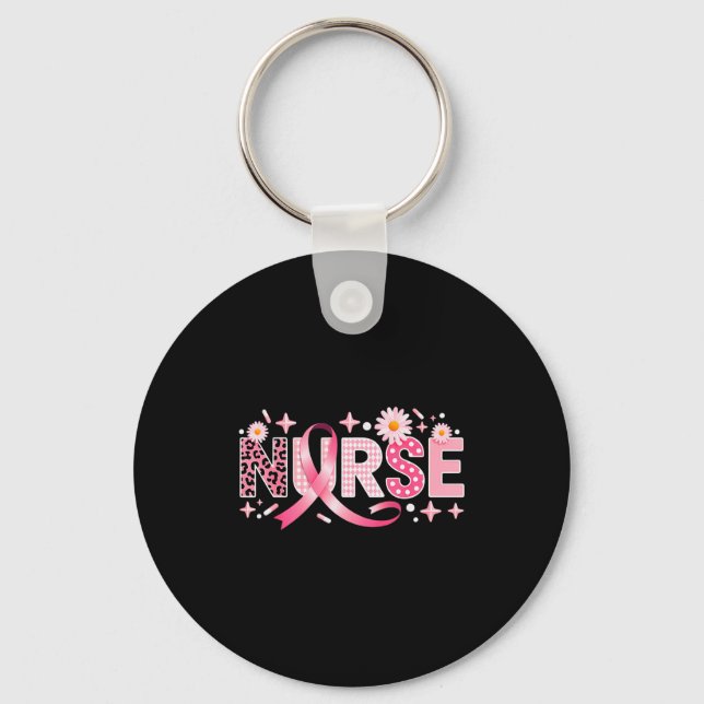 Nk Ribbon Stethoscope Nurse Life Breast Cancer Awa Key Ring (Front)