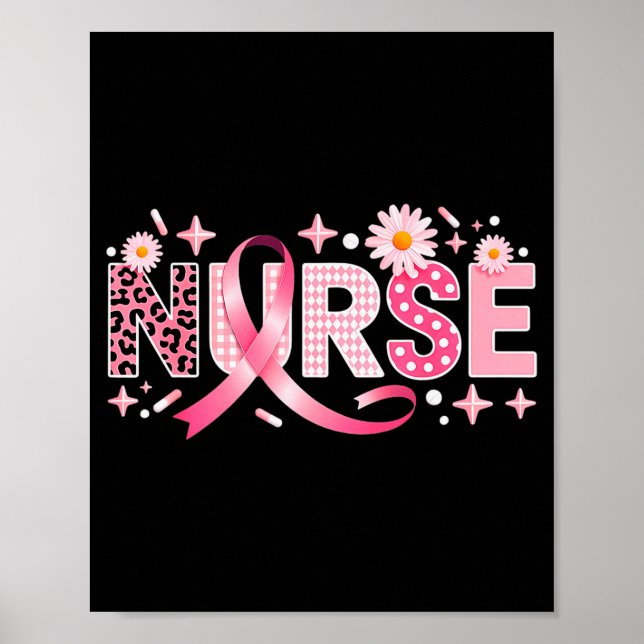 Nk Ribbon Stethoscope Nurse Life Breast Cancer Awa Poster (Front)