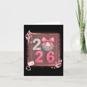 Nk Sparkle Disco Bow 2026 Coquette Happy New Year  Card