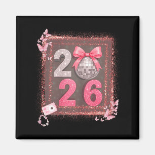 Nk Sparkle Disco Bow 2026 Coquette Happy New Year Magnet