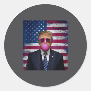Nk Sungles Trump Bubble Gum 2024 Usa Flag Vintage Classic Round Sticker