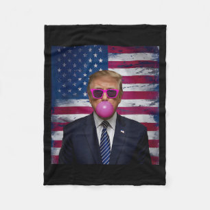 Nk Sungles Trump Bubble Gum 2024 Usa Flag Vintage  Fleece Blanket