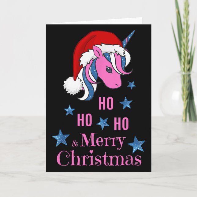 Nk Unicorn Santa Merry Christmas  Card (Front)