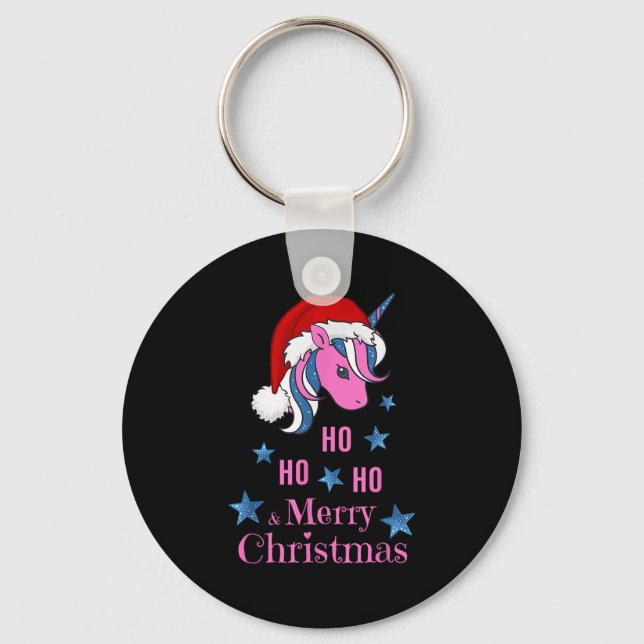 Nk Unicorn Santa Merry Christmas  Key Ring (Front)