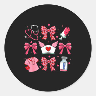 Nk Valentine Nurse Coquette Bow Cuds Favorite Classic Round Sticker