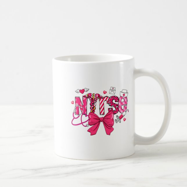 Nk Valentine Nurse Coquette Bow Cuds Favorite  Coffee Mug (Right)