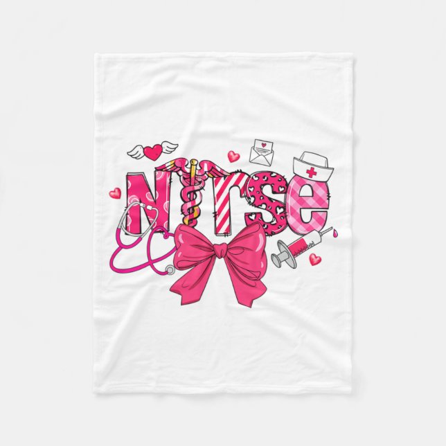 Nk Valentine Nurse Coquette Bow Cuds Favorite  Fleece Blanket (Front)