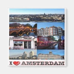 NL - Netherlands Oland - Amsterdam-I Love-Collage Magnet