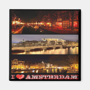 NL - Netherlands Oland-Amsterdam-I Love-Collage Magnet
