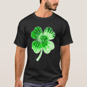 Nn Green Tie Dye Shamrock Four Leaf Clover Gift Fo T-Shirt