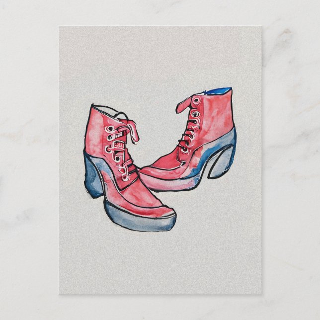 No 01, Hand Drawing Of Funny Shoes Collection Postcard (Front)