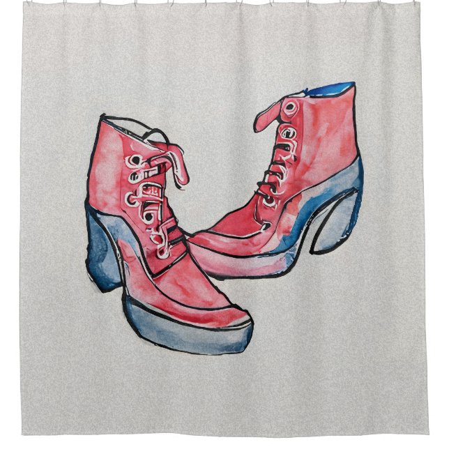No 01, Hand Drawing Of Funny Shoes Collection Shower Curtain (Front)