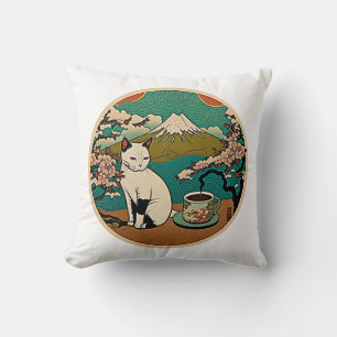 No 01, Happy Hawaiian Lucky Cat Drinking Coffee Cushion
